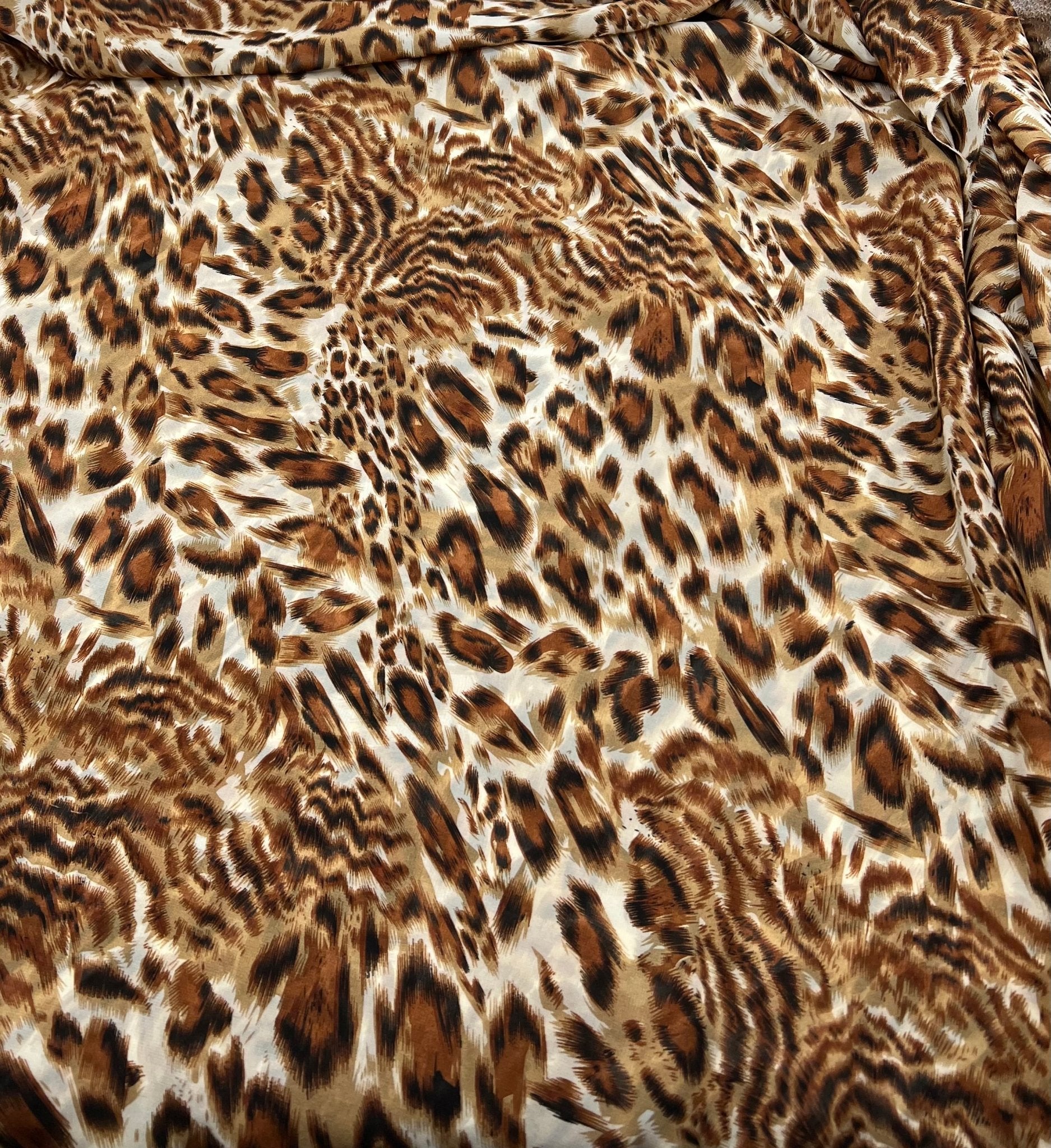 Brown Animal Printed Chiffon Dress Fabric - T9 Fabrics